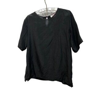 Marguerite Li vintage 90s black 100% silk short sleeved top L